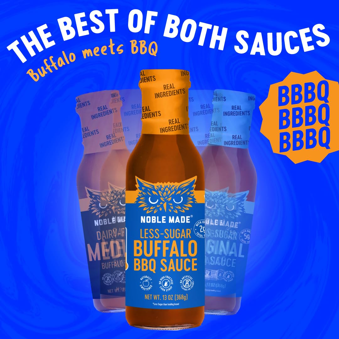 Noble Made Buffalo BBQ Sauce, Keto, Gluten Free, Vegan Dipping & Wing Sauce, Low Carb, Dairy Free, Low Calorie, Paleo, Low Sugar, and Whole30