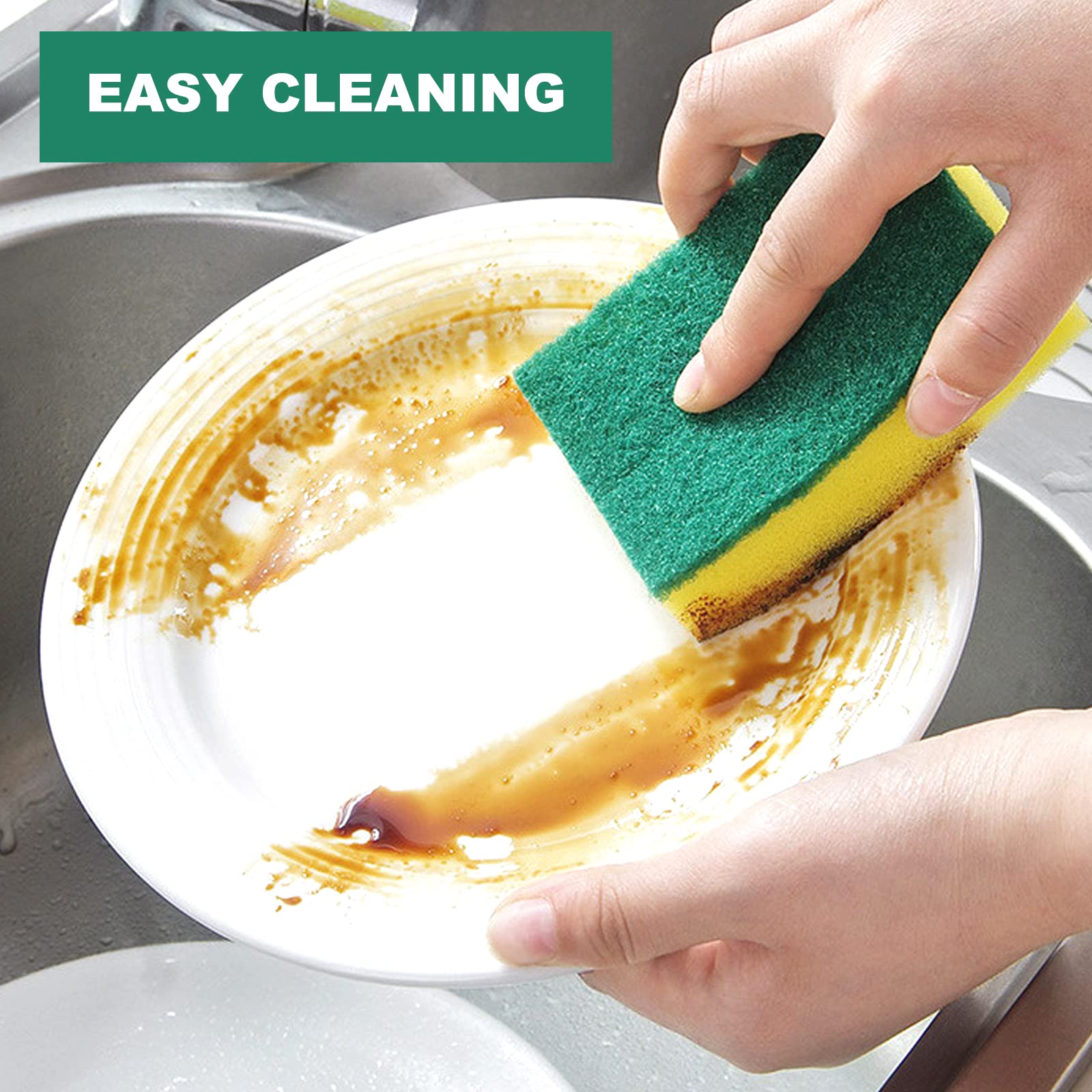 Individually Wrapped Sponges, Kitchen Dishwashing Sponge Bulk, Non Scratch Dishes Scouring Pad Dishcloth, Odor-Free Sponge Wipes for Household