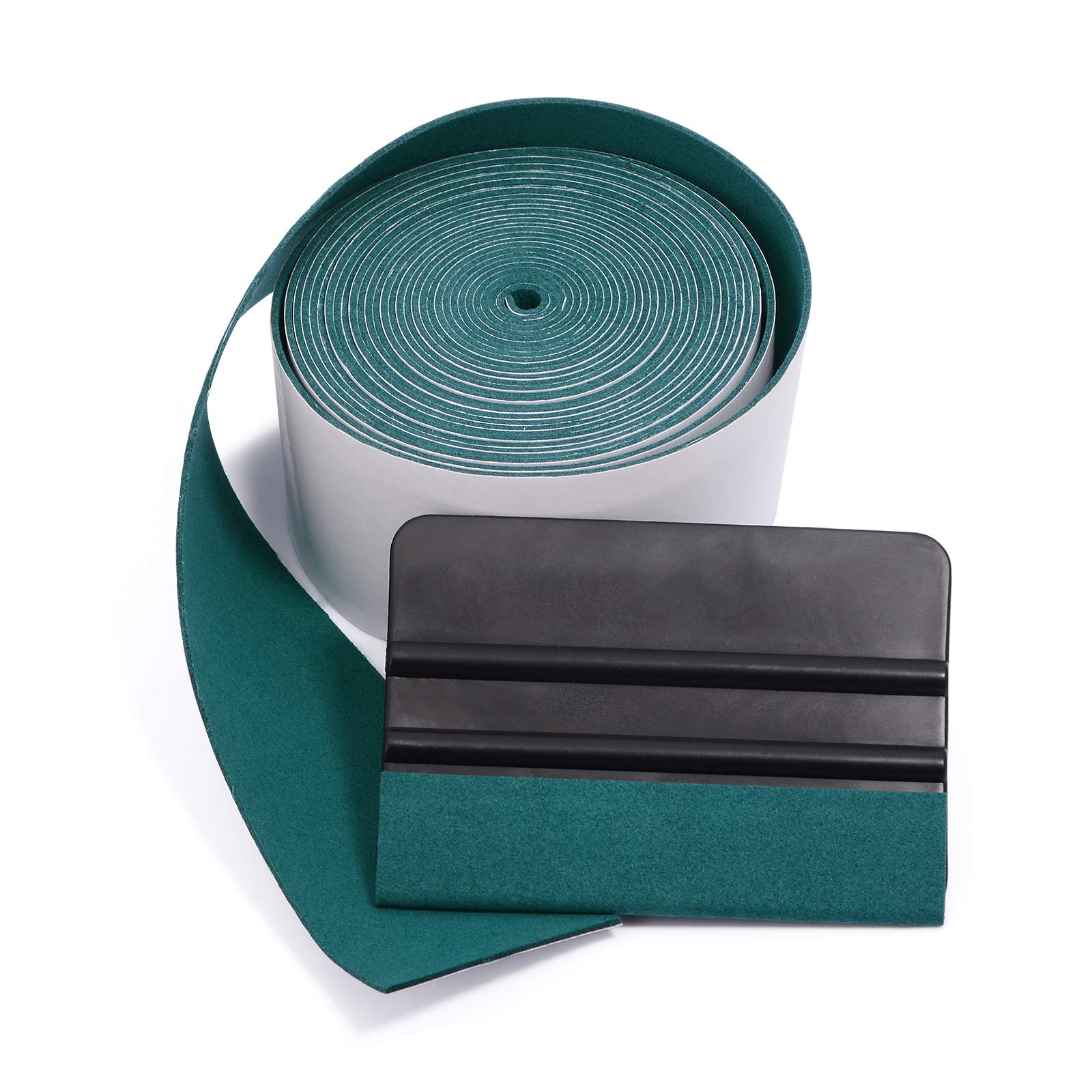 FOSHIO Micro Fiber Felt for Squeegee Edge Wrapping 5 Meters Length - Dark Green Suede Felt to Cover The Edges of Hard Card Squeegees