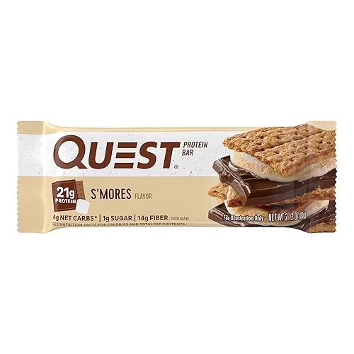 Quest Nutrition Protein Bar, S'Mores, 21g Protein, 4g Net Carbs, 190 Cals, 2.1oz Bar