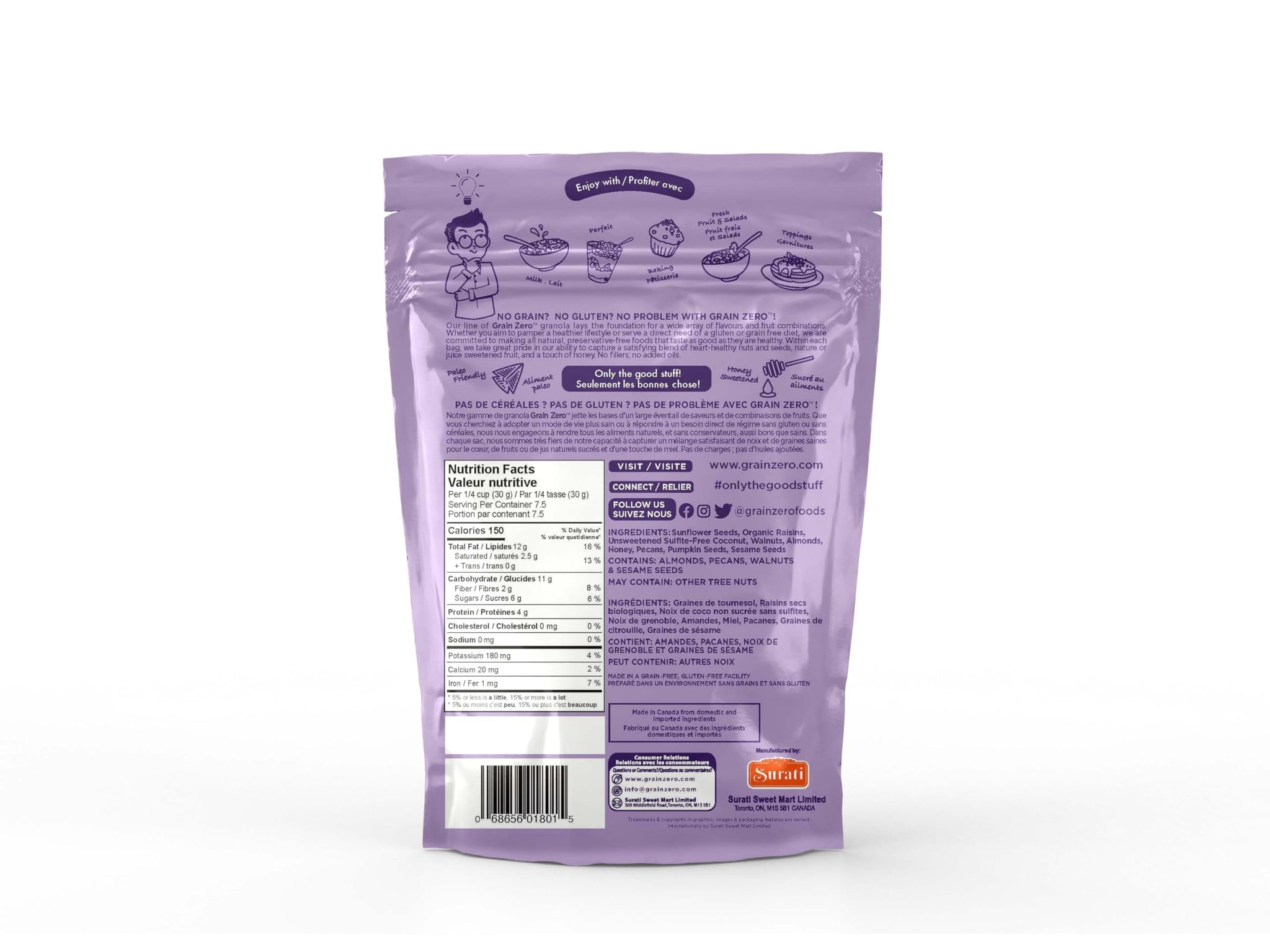 Grain Zero Granola Original Nuts & Raisins, Gluten Free, 8 Ounce (Pack of 1)