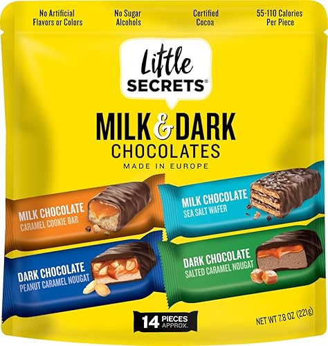 Little Secrets Milk & Dark Chocolate Variety Pack | Asssorted 14 Bars | Made in Europe | Nothing Artificial & No Sugar Alcohols | Sustainable Cocoa |