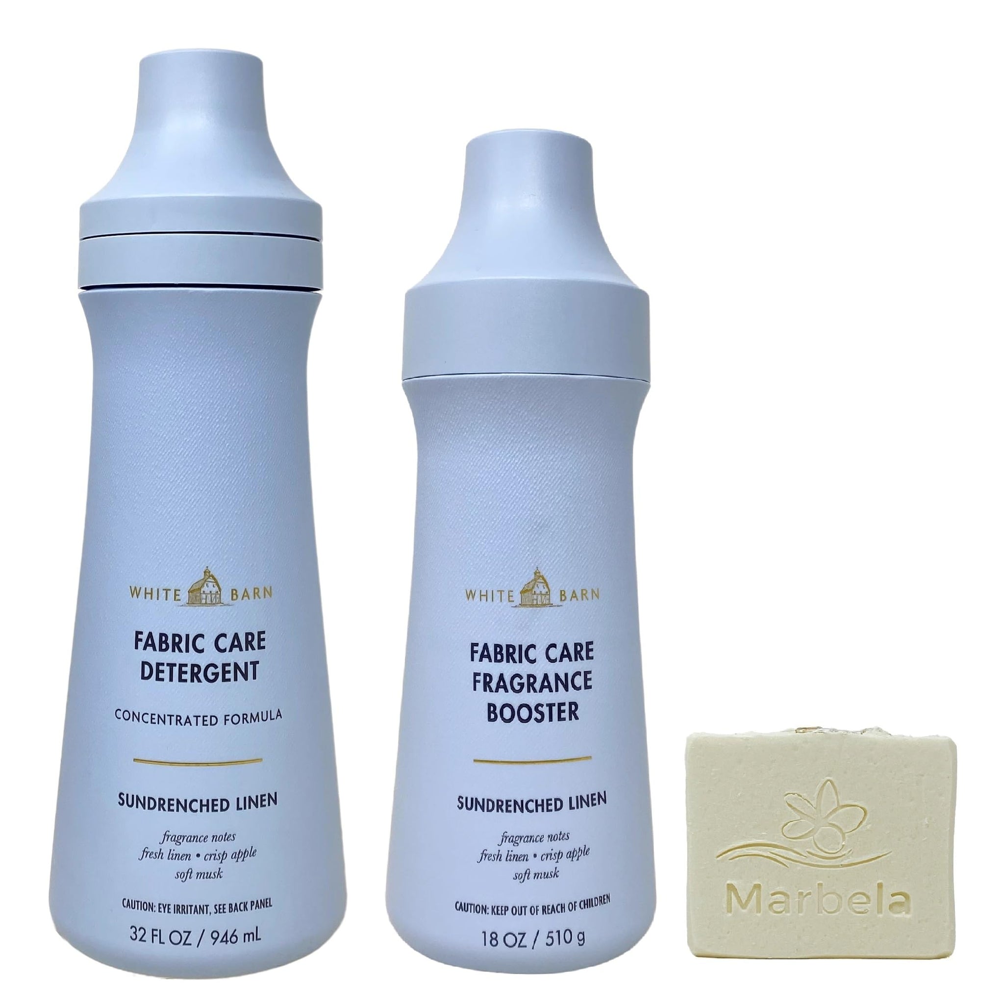 Bath & Body Works Sun-drenched Linen Fabric Care Detergent and Fragrance Booster Duo Set with a Natural Oats Bar Soap