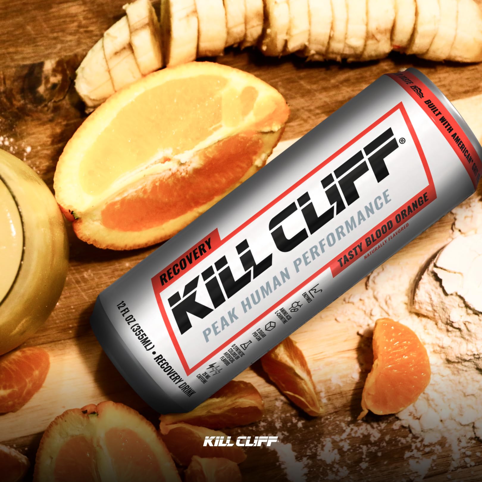 KILL CLIFF Recovery Drink, Tasty Blood Orange | Zero Sugar, Keto- Friendly, Gluten Free | Faster Recovery, Clean Energy, Low Caffeine, Enzymes