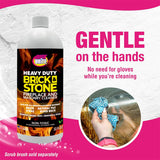 Quick'n Brite Fireplace Brick and Stone Cleaner 32oz with Scrub Brush - Natural Stone, Tile, and Marble Cleaner - Indoor Fireplace and Wood Stove