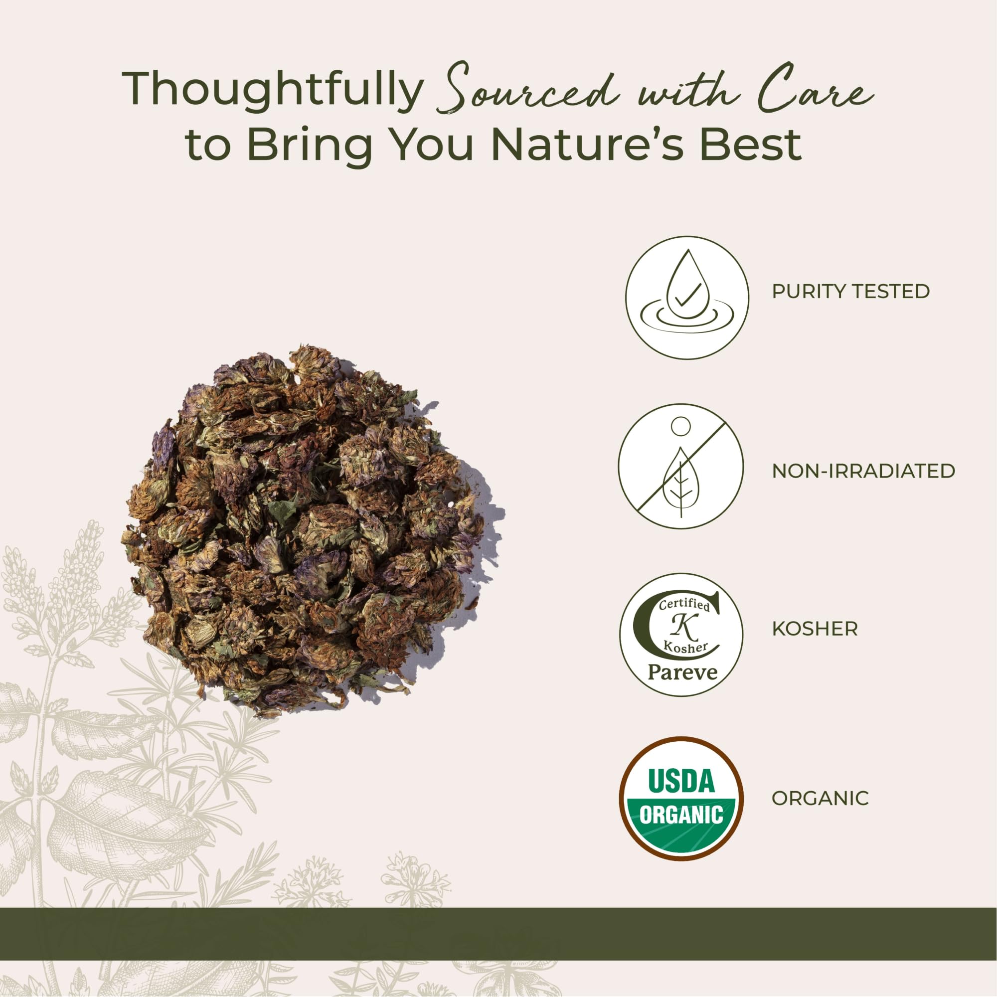 Starwest Botanicals Red Clover Blossoms Whole Organic - Dried Loose Leaf Herb for Tea, Edible Flowers, Certified Kosher, Non-GMO - 4 oz Pouch