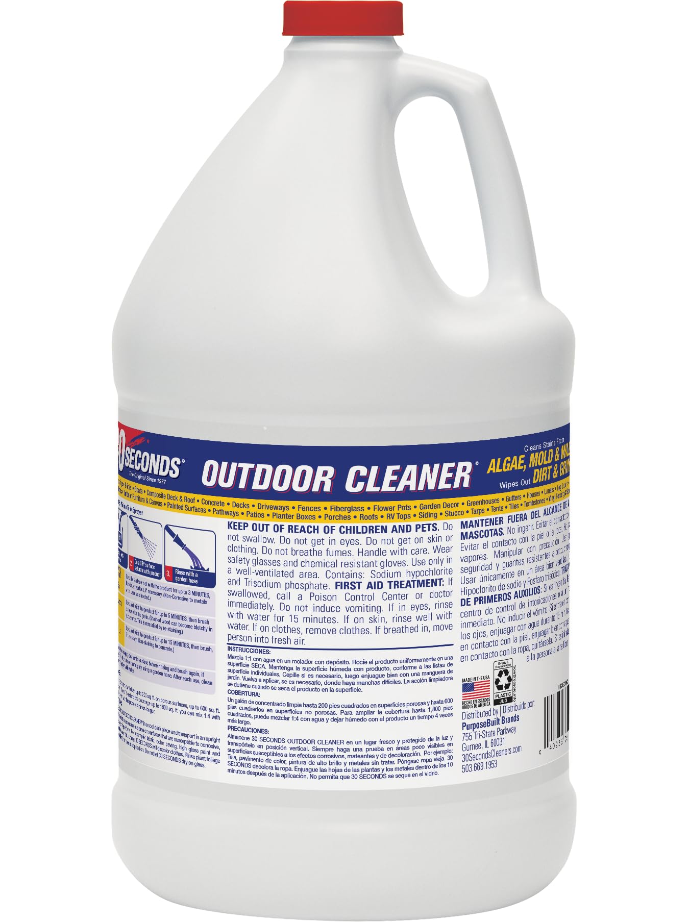 30 SECONDS Outdoor Mold & Mildew Stain Remover | Concentrate | 128 fl. oz. & Outdoor Cleaner 1 Gallon Pump Sprayer Bundle