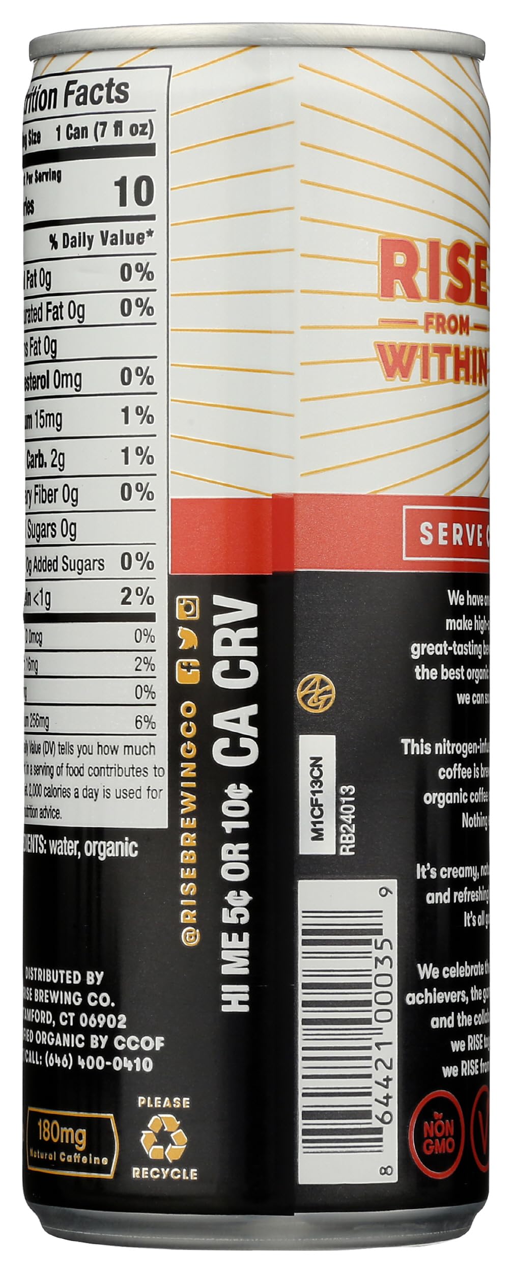 Rise Brewing Co Organic Original Black Nitro Cold Brew Coffee, 7 FZ