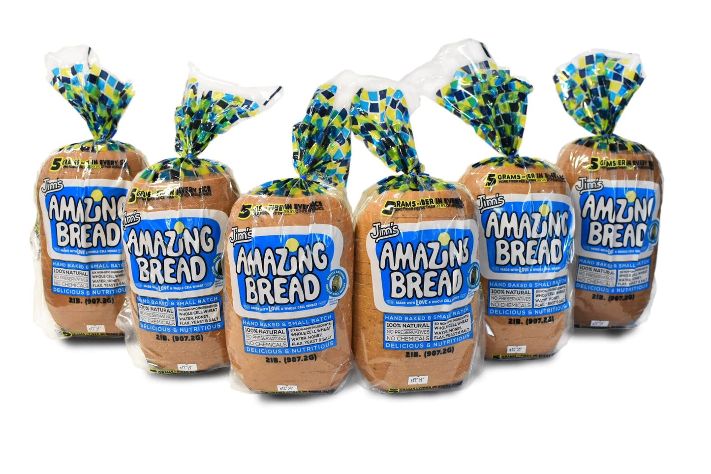 Jim's Amazing Bread - / Sliced Whole Wheat Bread 2lb / Gluten Inactive Whole Cell Wheat / 5 Grams of Fiber/ 6 All-Natural Ingredients/Healthy