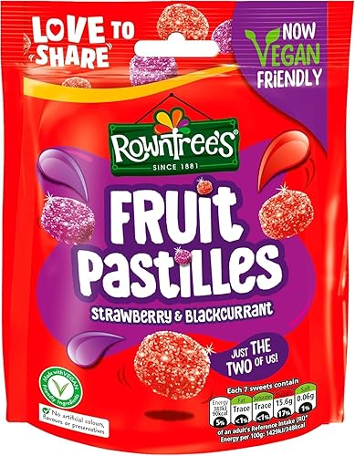 Rowntree's Fruit Pastilles Strawberry & Blackcurrant Pouch 143g (Pack of 3)