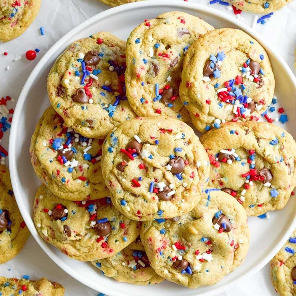 4th of July Sprinkles for Baking Cake, Cookie, Cupcake Decorating - 4th of July Cake Decorations in Red White Blue with Jimmies, Nonpareils, Star Quin