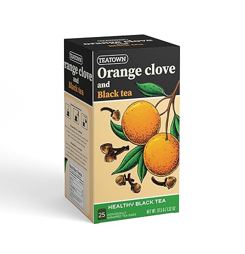 Premium Single Origin Orange Clove Spice Black Ceylon Tea Bags 25 Count Individually Wrapped Herbal, All Natural Full Bodied Aromatic Flavor