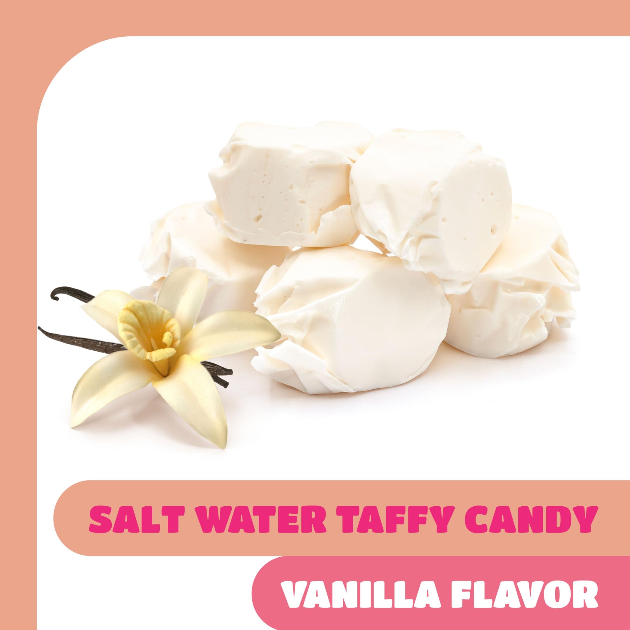 Salt Water Taffy Candy - 1 Pound Bag - Chewy Candy - Old Fashioned Vanilla Taffy Individually Wrapped - Soft and Creamy Treat for Buffets, Party