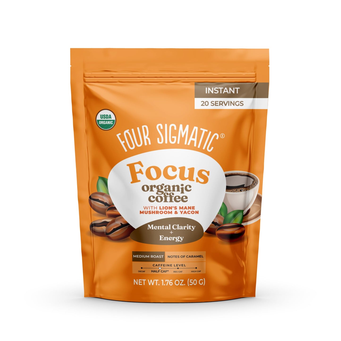 Four Sigmatic Organic Multi Serve Focus Instant Coffee, 1.7 OZ