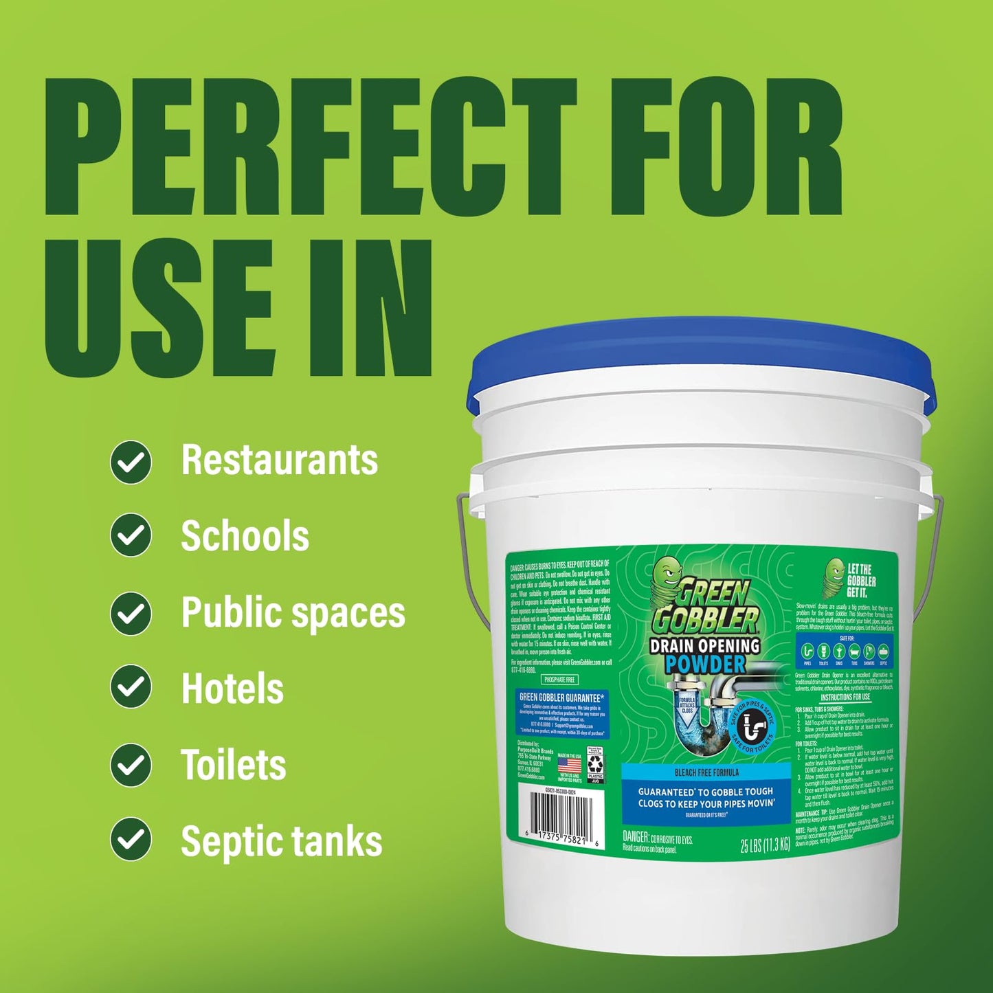 Best Eco Friendly Drain Line Cleaner | Main Drain Lines | Sink and Floor Pipes | Sewers | Urinals | Toilets | for use in Residential or Commercial
