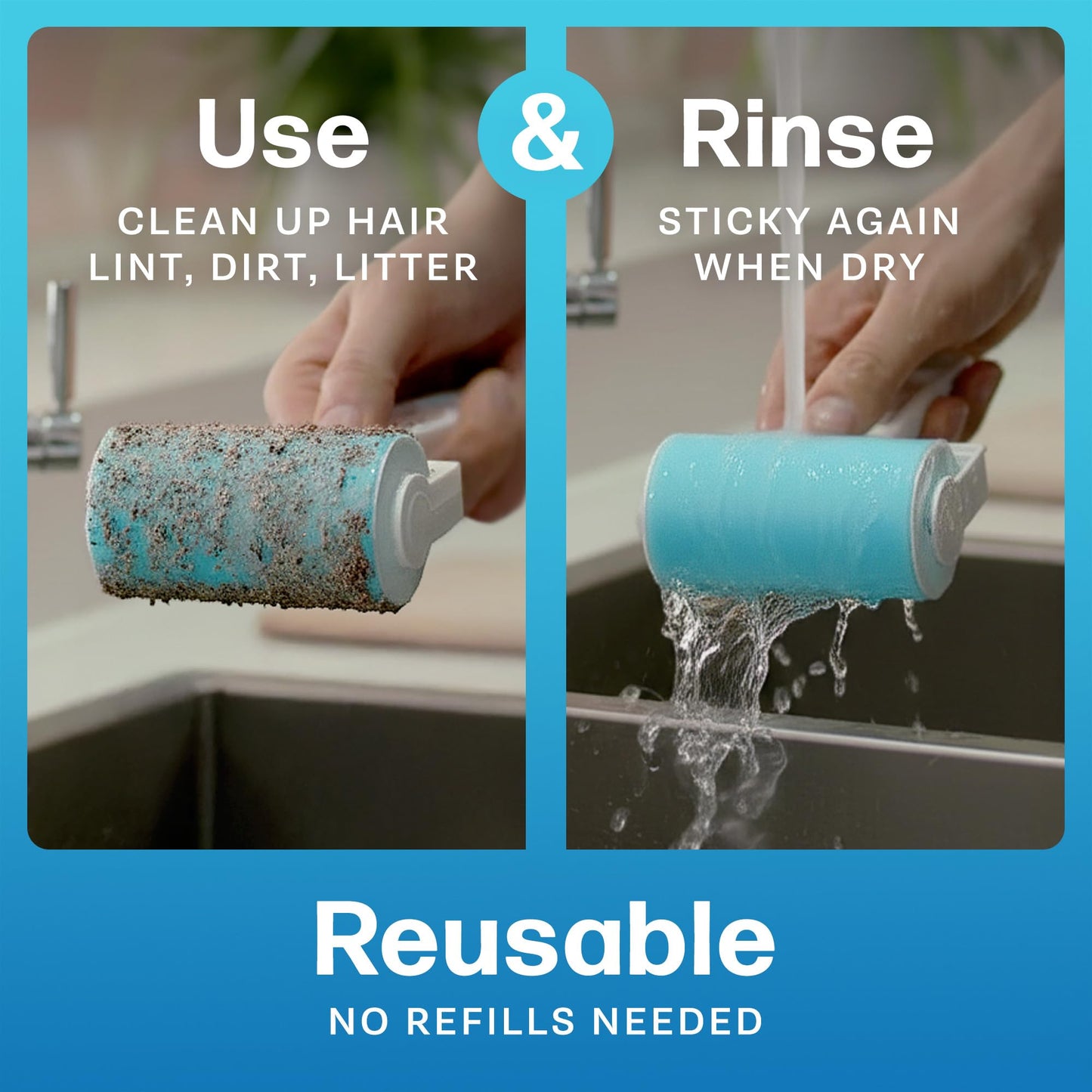 Schticky Lint Roller Set - Reusable & Washable Lint Roller Cleaner for Clothes Sofa Furniture Car Cat Dog Hair - Clean in a Quicky with Schticky (3