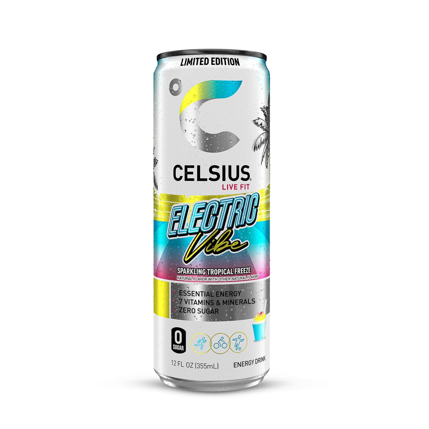 CELSIUS Sparkling Electric Vibe, Functional Energy Drink 12 Fl Oz (Pack of 12)