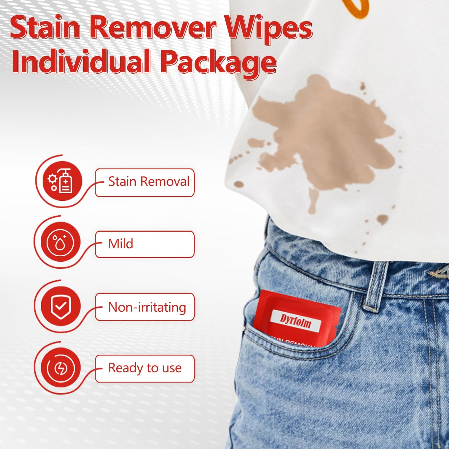 200 Pack Stain Remover Wipes,Individual Wrapped Wipes for Clothes,Mini Travel Stain Removal Wipe,Cleaning Wipesfor Clothes Fabric laundry