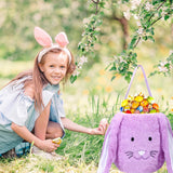Plush Easter Bunny Basket, Monogrammed Bunny Easter Buckets with Long Plush Ear, Egg Hunting Easter Gift Bags Easter Tote Bags for Easter Decorations