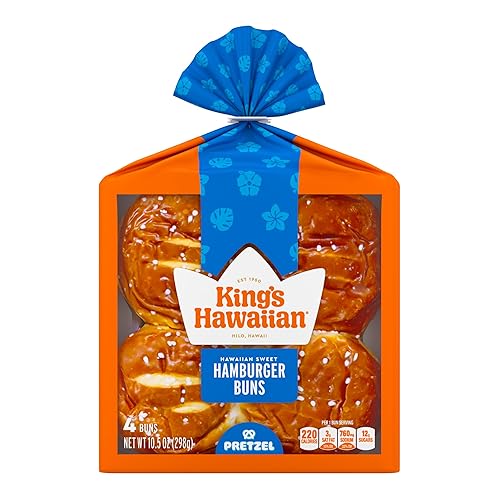 King's Hawaiian Pretzel Hamburger Buns, 4 ct, 10.5 oz
