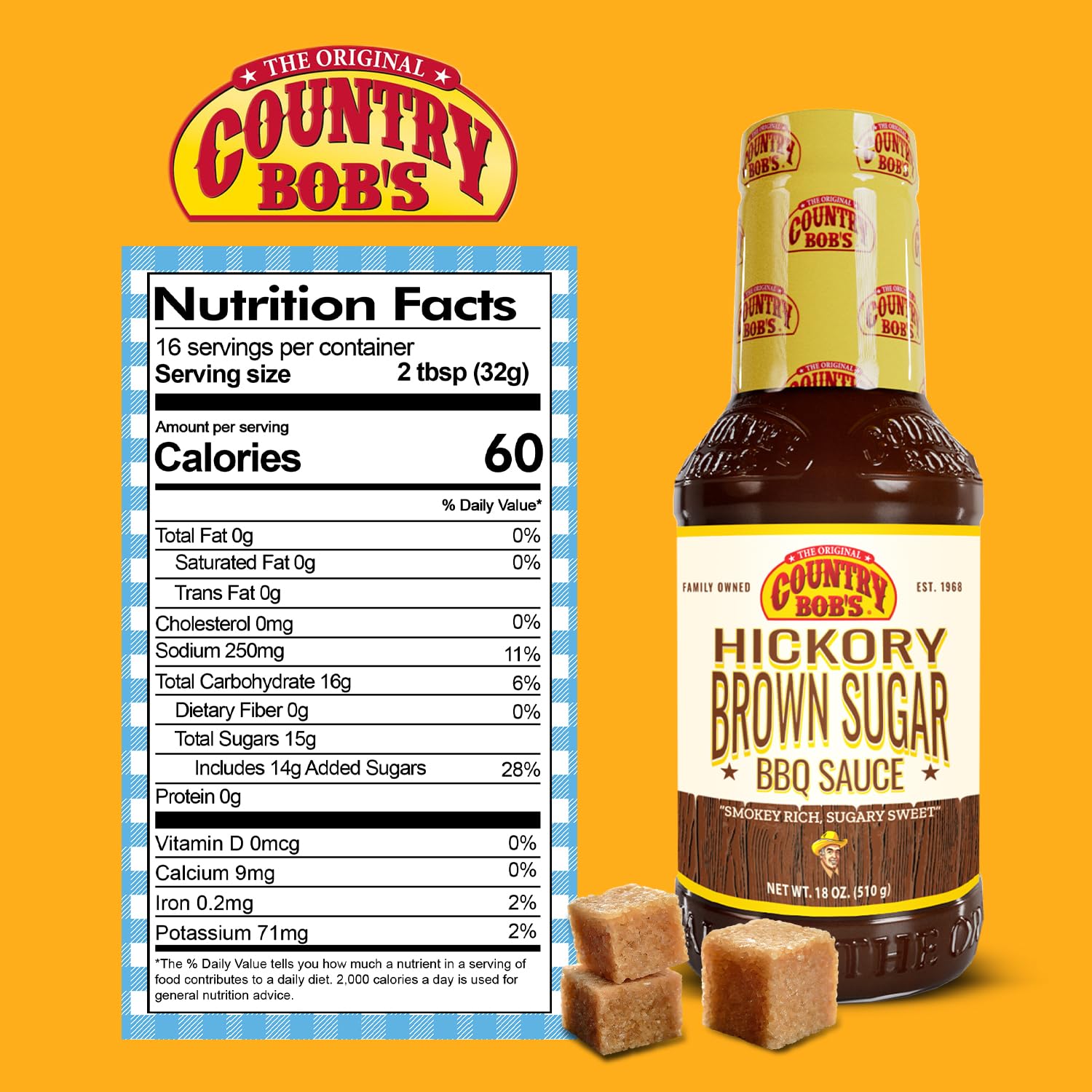 Country Bob's - Hickory & Brown Sugar Barbecue Sauce - 18 oz (Pack of 1)