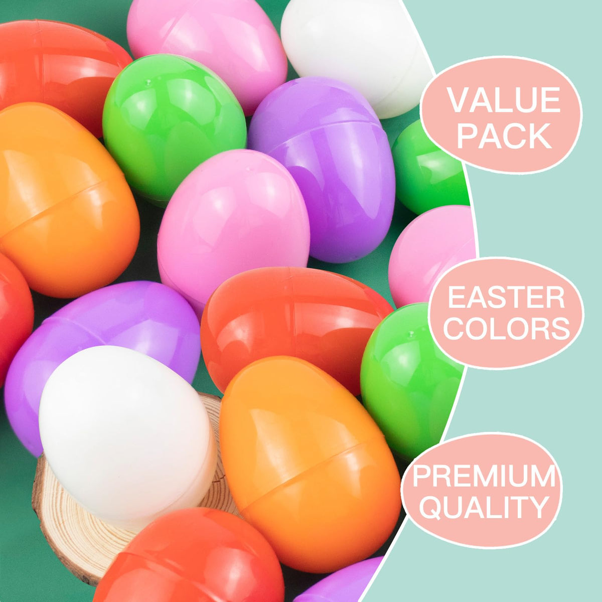 VEAGINS 12Pcs 3.15” Unfilled Easter Eggs, Bulk Colorful Bright Empty Plastic Eggs for Easter Hunt, Surprise Egg, Filling Treats, Easter Basket