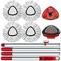 4 Pack Spin Mop Replacement Head Compatible with O Cedar EasyWring 1 Tank Microfiber, 30-58" Handle, Upgraded Triangle Mop Base and Scrub Brush Combo