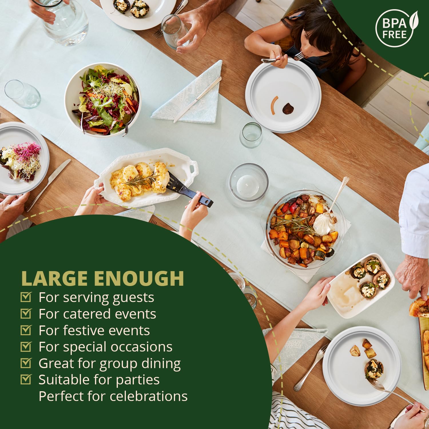 Naturawave Essentials 100% Compostable Paper Plates, Heavy Duty Disposable Plates [50-Pack] 10 Inch Plates - Eco-Friendly, Biodegradable Sugarcane