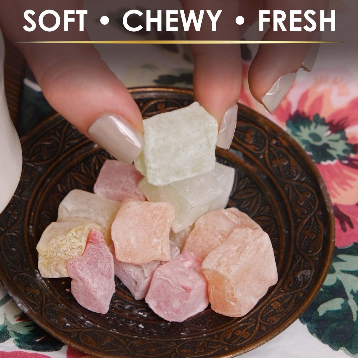 Turkish Delights Candy Gift Box - Assorted Turkish Delight Lokum, Traditional Turkish Food Sweet, Gourmet Lokum Candy, 7.05 oz (200g) (Mixed-Fruit)