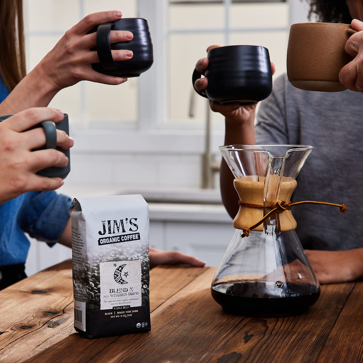 Jim’s Organic Coffee - Blend X AKA Witches Brew: Whole Bean Very Dark Roast (11oz) -100% Arabica Coffee Beans - USDA Certified Organic - Kosher