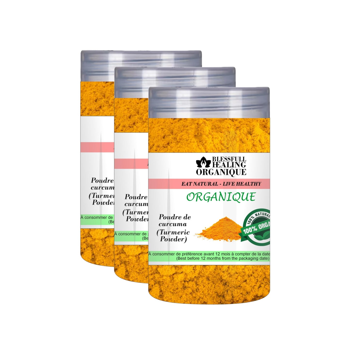 Blessfull Healing Organic Turmeric Powder 100 Gram (3.52 oz) Each (Pack Of 3) = 300 Grams, Vegan