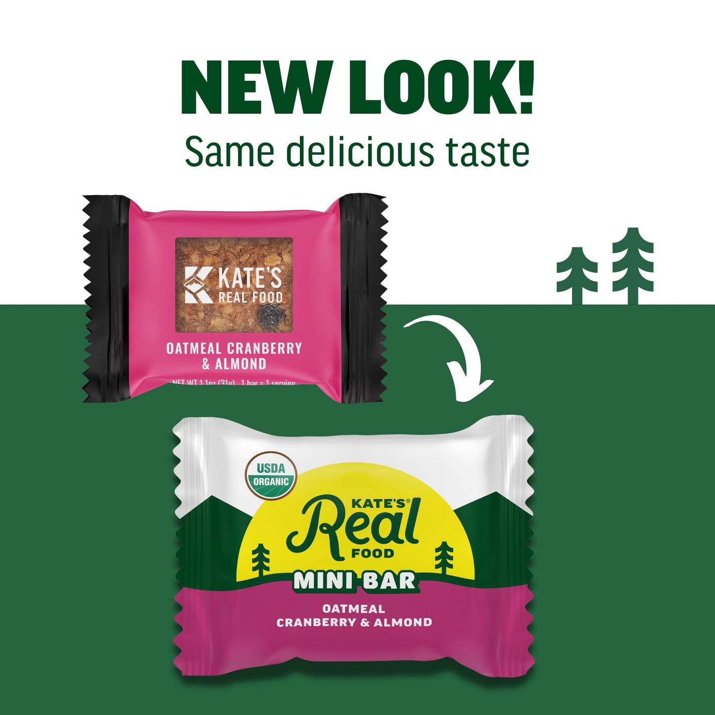 Kate’s Real Food Organic Energy Bars Oatmeal Cranberry & Almond (1.1 oz, Pack of 24), Non-GMO, All-Natural Ingredients, Gluten-Free and Soy-Free
