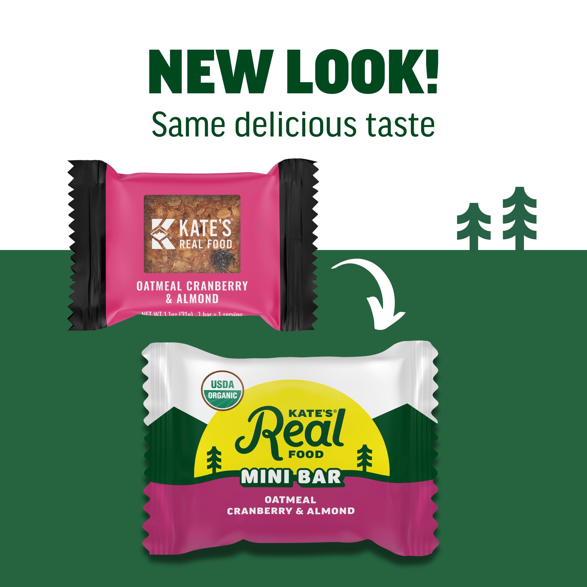 Kate’s Real Food Organic Energy Bars Oatmeal Cranberry & Almond (1.1 oz, Pack of 24), Non-GMO, All-Natural Ingredients, Gluten-Free and Soy-Free