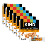 Kind Zero Added Sugar Healthy Snacks Bars, Caramel Almond & Sea Salt, Gluten Free, High Fiber, Keto Snacks, 5g Protein, 30 Count