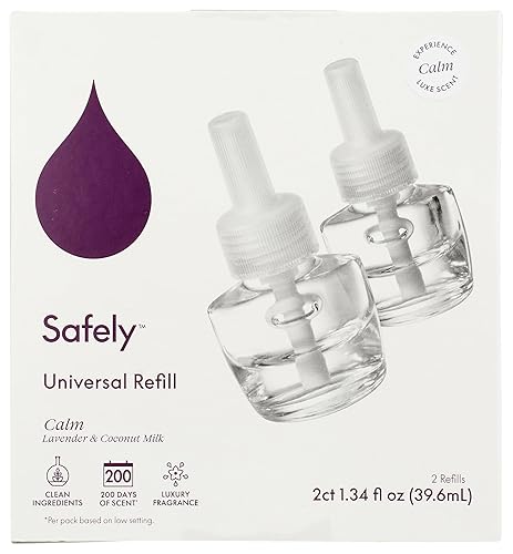Safely Scent Diffuser Refills - Calm Scent 2 Pack - Essential Oil Formula with Adjustable Strength - Up to 100 Days of Fragrance - .67 Oz Each