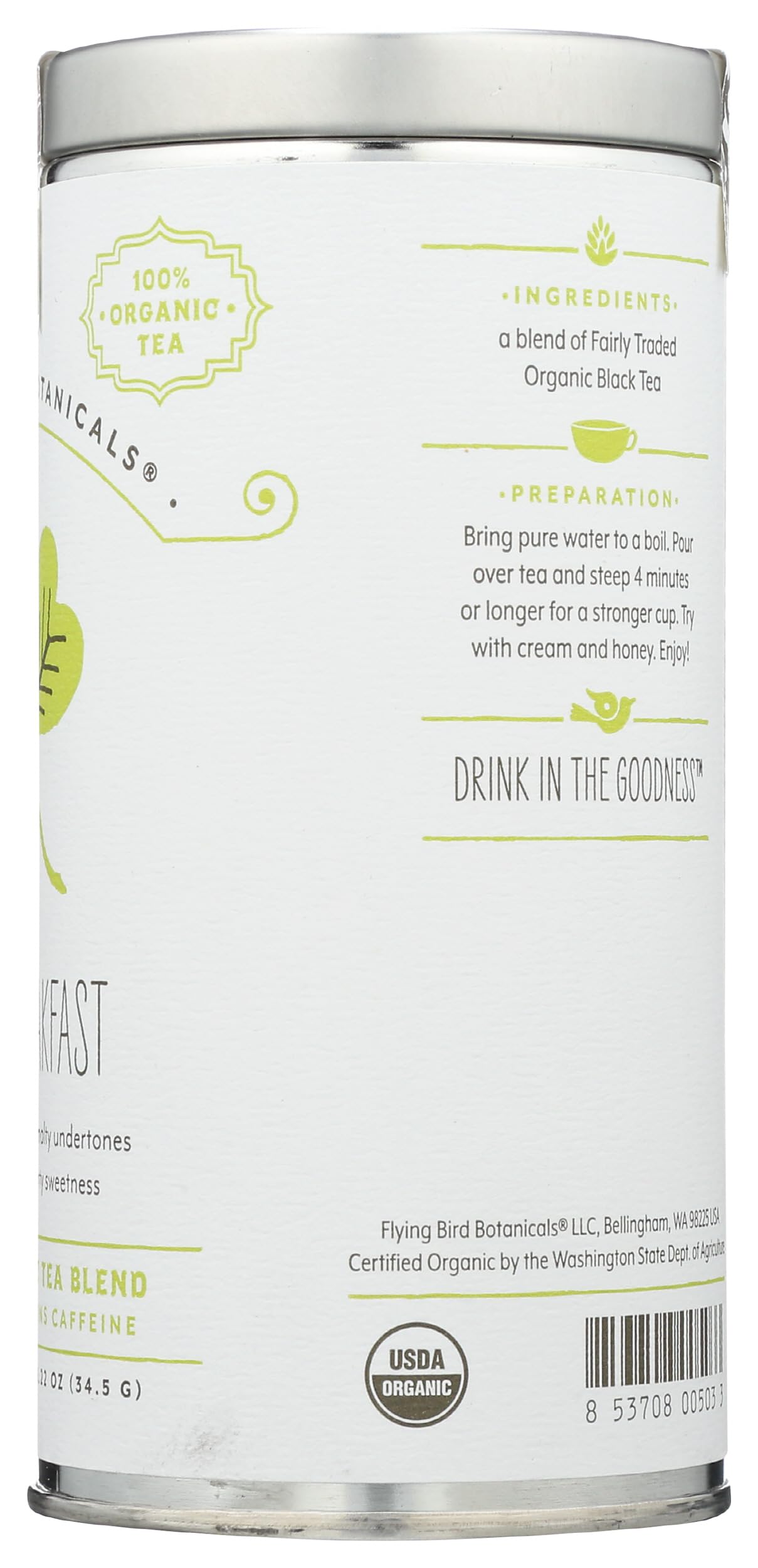FLYING BIRD BOTANICALS Organic Irish Breakfast Tea, 15 CT
