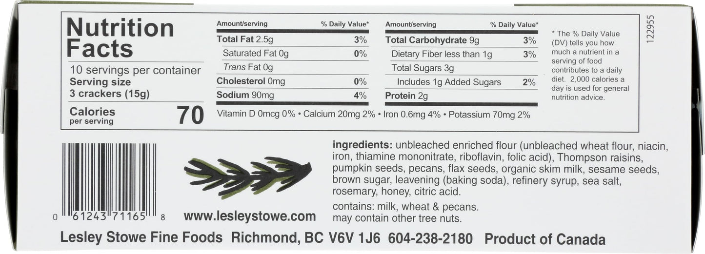 Raincoast Crisps, Crisp Rosemary Raisin Pecan, 5.3 Ounce