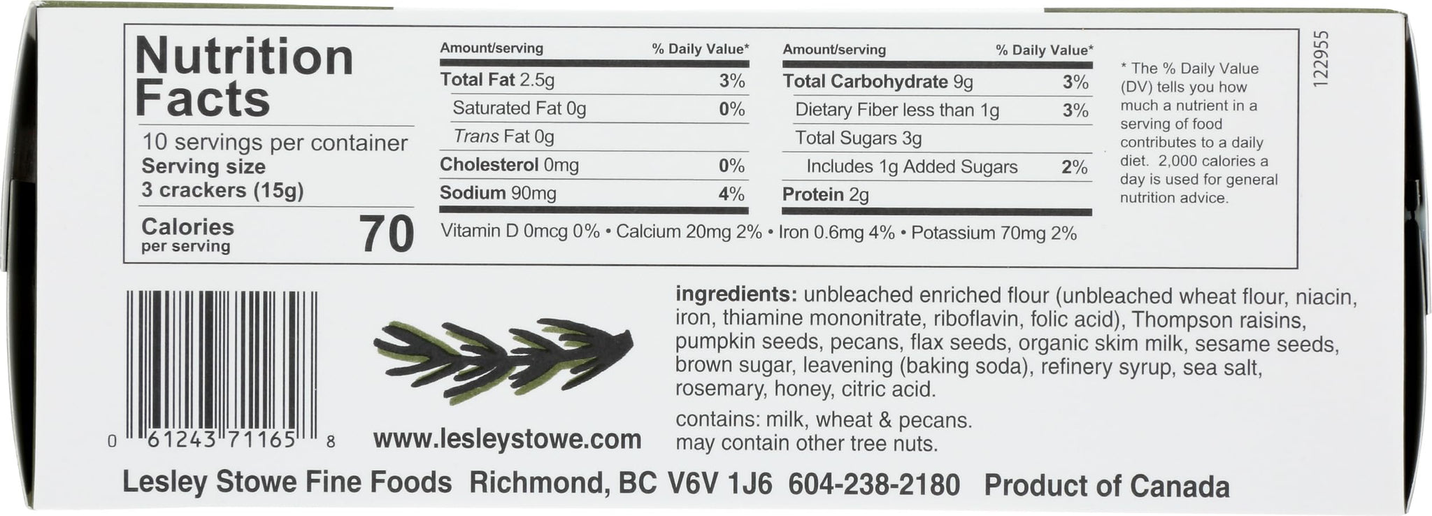 Raincoast Crisps, Crisp Rosemary Raisin Pecan, 5.3 Ounce