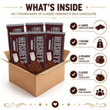 HERSHEY'S Milk Chocolate Candy Gift Bars, 1 Pound Large Chocolate Bars, 6 Pack Bulk Chocolate Candy - Classic Creamy Milk Chocolate Sharing Bars