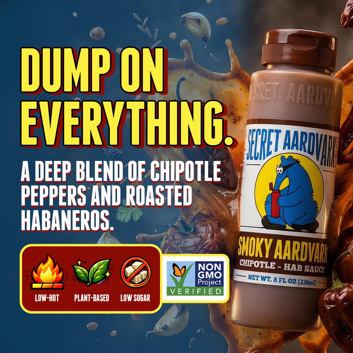 Secret Aardvark Smoky Chipotle Habanero Hot Sauce, Non-GMO, 8 fl oz