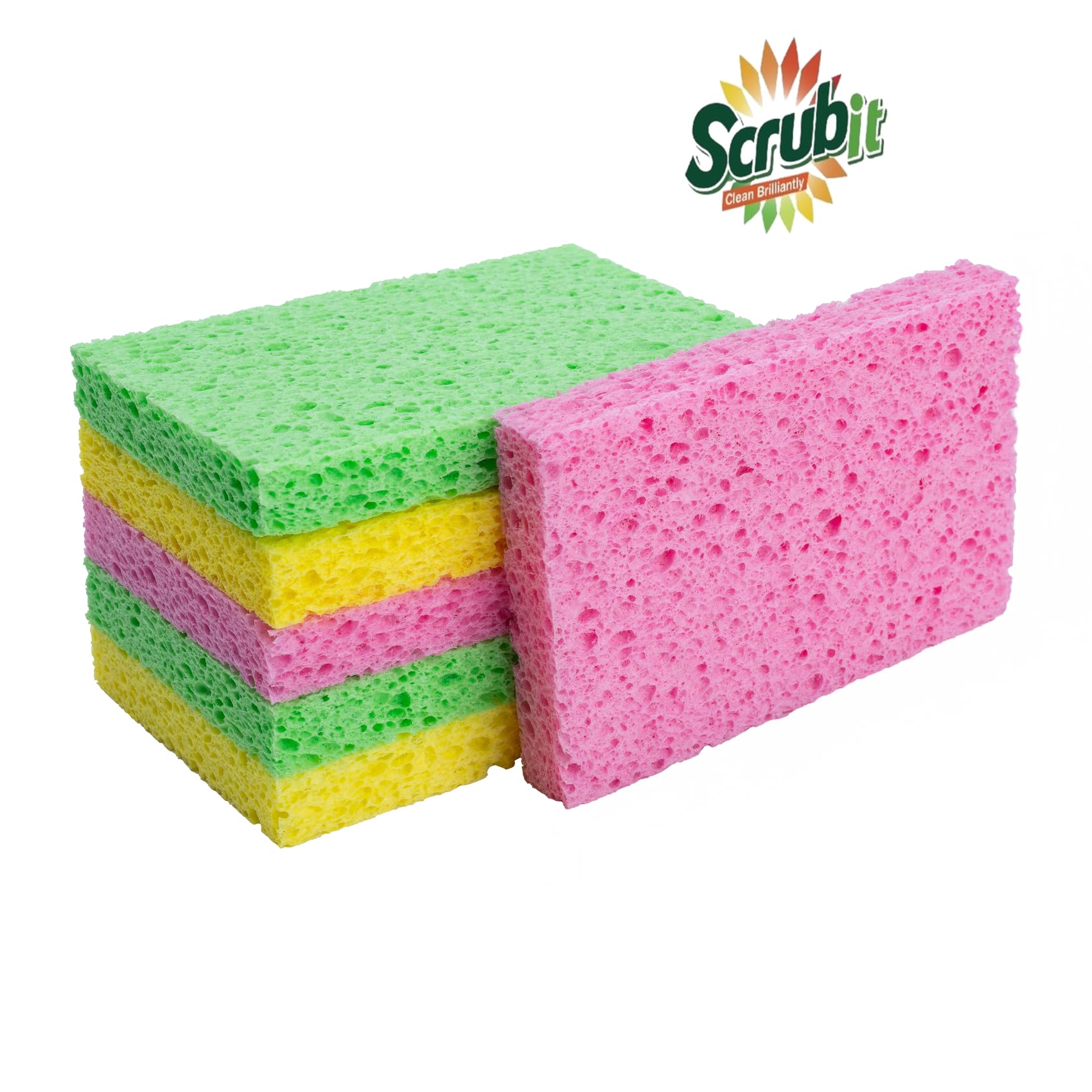 Cleaning Scrub Sponge by SCRUBIT - Kitchen Dish Sponges for Dishes, Pots Pans & More - 24 Pack - Colors May Vary-