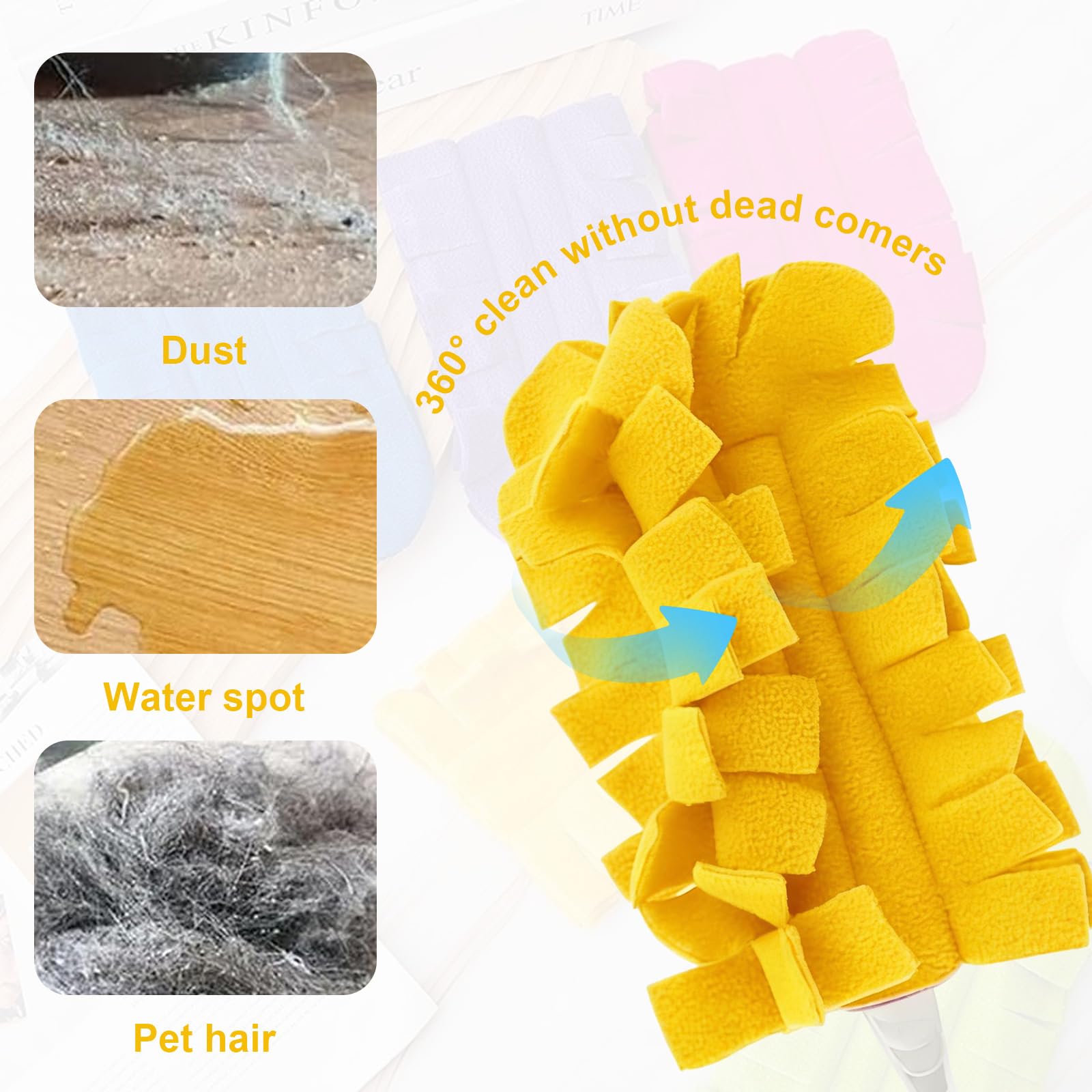 Pjsrsdaee 2026 New 360° Electrostatic Duster Refills, Washable Reusable Microfiber Fleece Pads for Home & Pet Hair Blinds, Car, Furniture, Fans