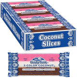 Neapolitan Coconut Slice Candy Bars (Vanilla, Chocolate & Strawberry-striped moist coconut 1.65 Ounce Bars), 24 Count