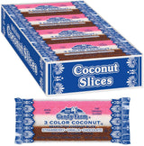 Neapolitan Coconut Slice Candy Bars (Vanilla, Chocolate & Strawberry-striped moist coconut 1.65 Ounce Bars), 24 Count