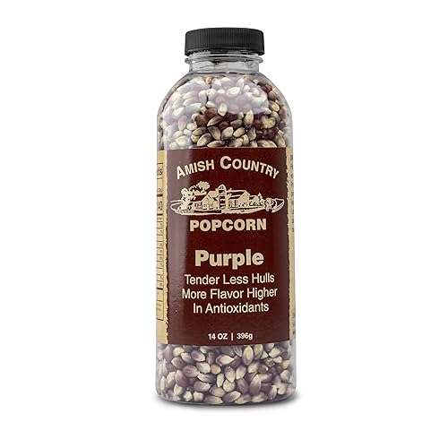 Amish Country Popcorn | 14 oz Bottle | Purple Popcorn Kernels | Old Fashioned, Non-GMO and Gluten Free (14 oz Bottle)