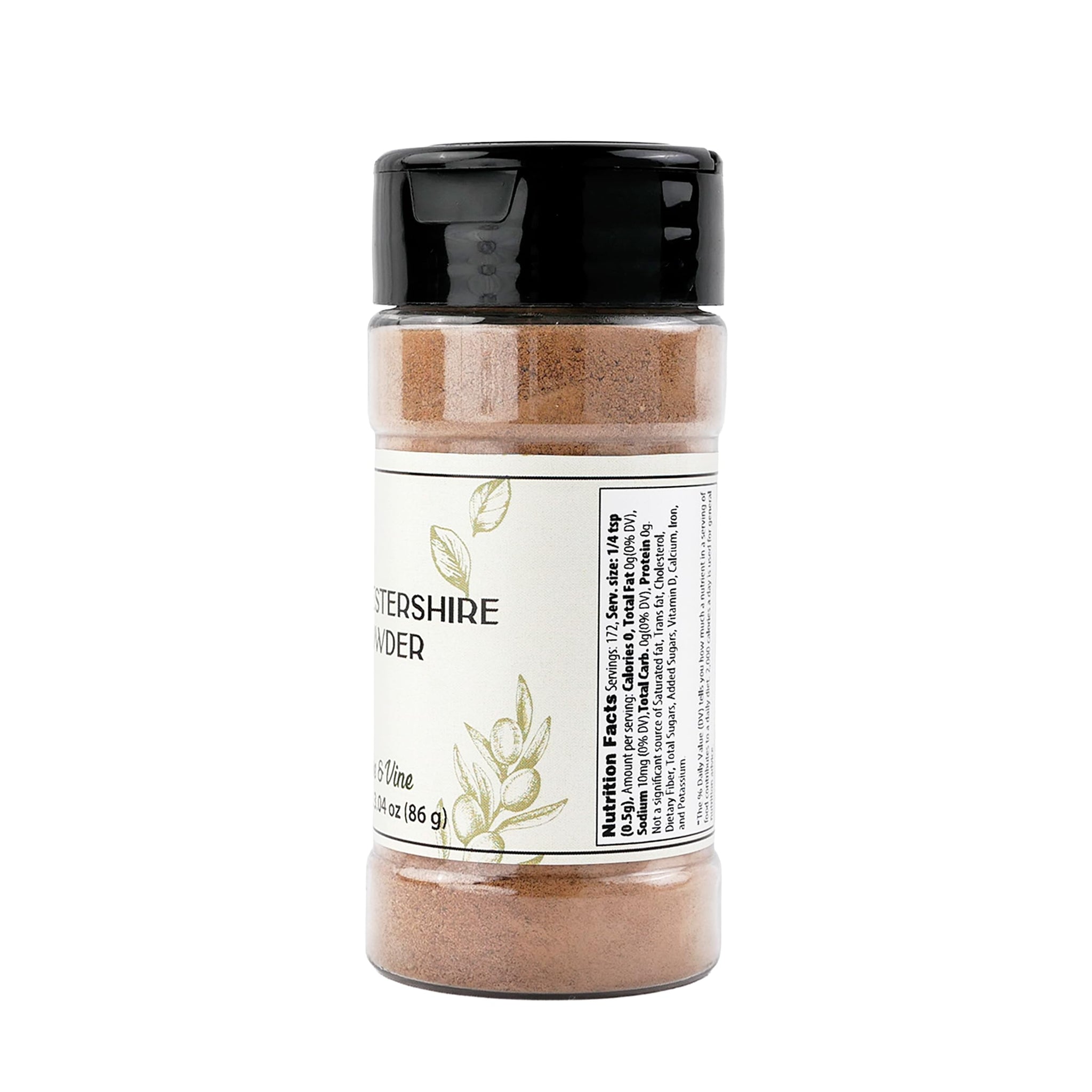 Olive & Vine Worcestershire Powder, Savory Flavor, For Marinades & Sauces, Rich Tradition, Authentic Taste, For Global Recipes (3.04 Ounce)