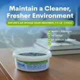 Nature’s Air Sponge Odor Absorber - 3-Pack, 1/2 Lb Each, Activated Charcoal Air Freshener for Home, Office & Car, Compact, Fresh Clean Air, Absorbs