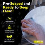 Squeezzee Soap Filled Scrubber Sponges - Non Scratch Scrubbing Sponge with Built-In Dishwashing Liquid Dish Soap - Double Sided Kitchen & Household