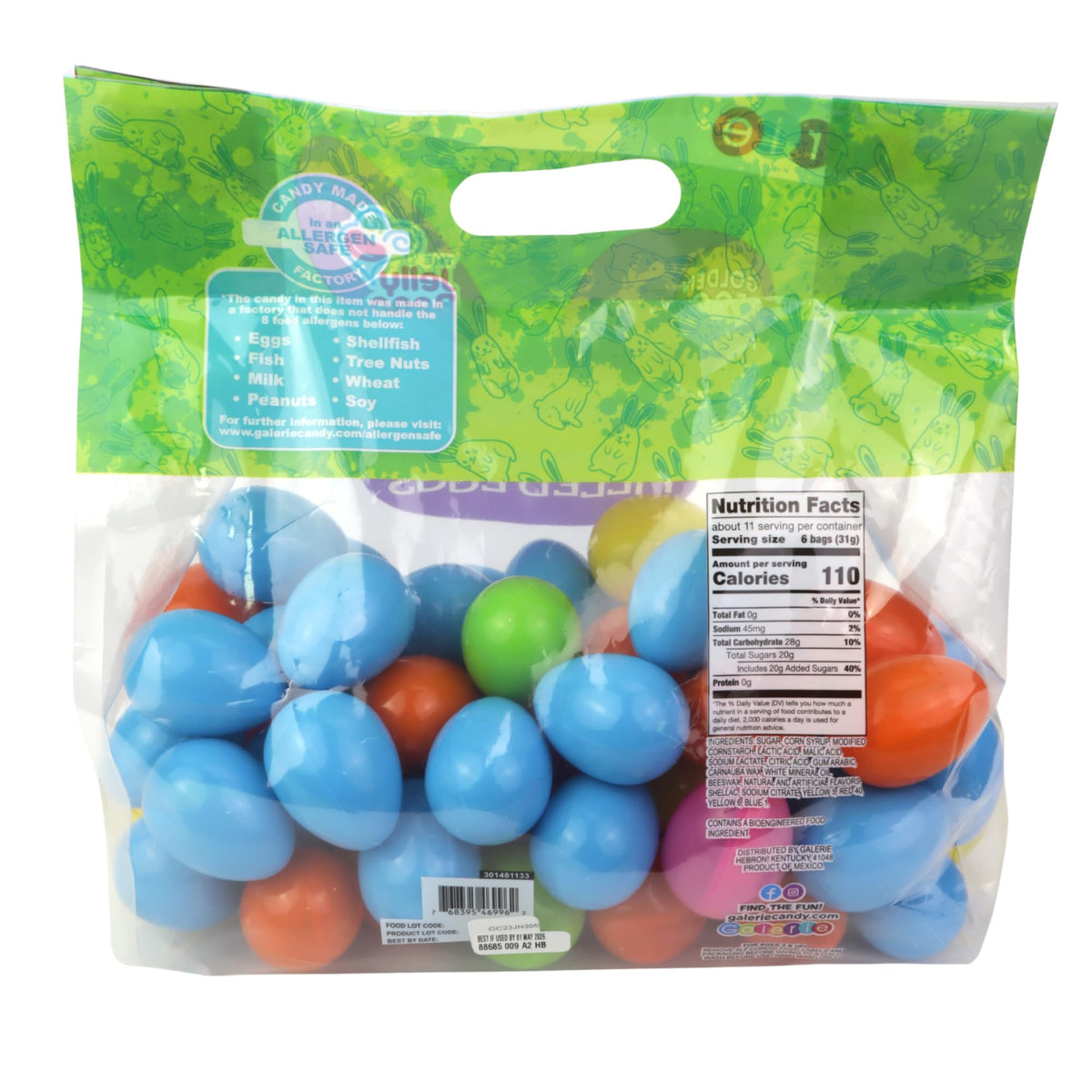 Jelly Bean Candy Filled Plastic Easter Eggs, Assorted Bag of 65