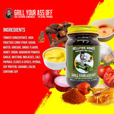 Grill Your As* Off Hellfire Honey Habanero BBQ Sauce - 16oz Sweet & Spicy Explosive Flavor Barbecue Sauce for Beef, Steak, Pork & Chicken - Gourmet